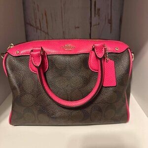 Authentic Coach Handbag/Purse f36702 Pink/Brown